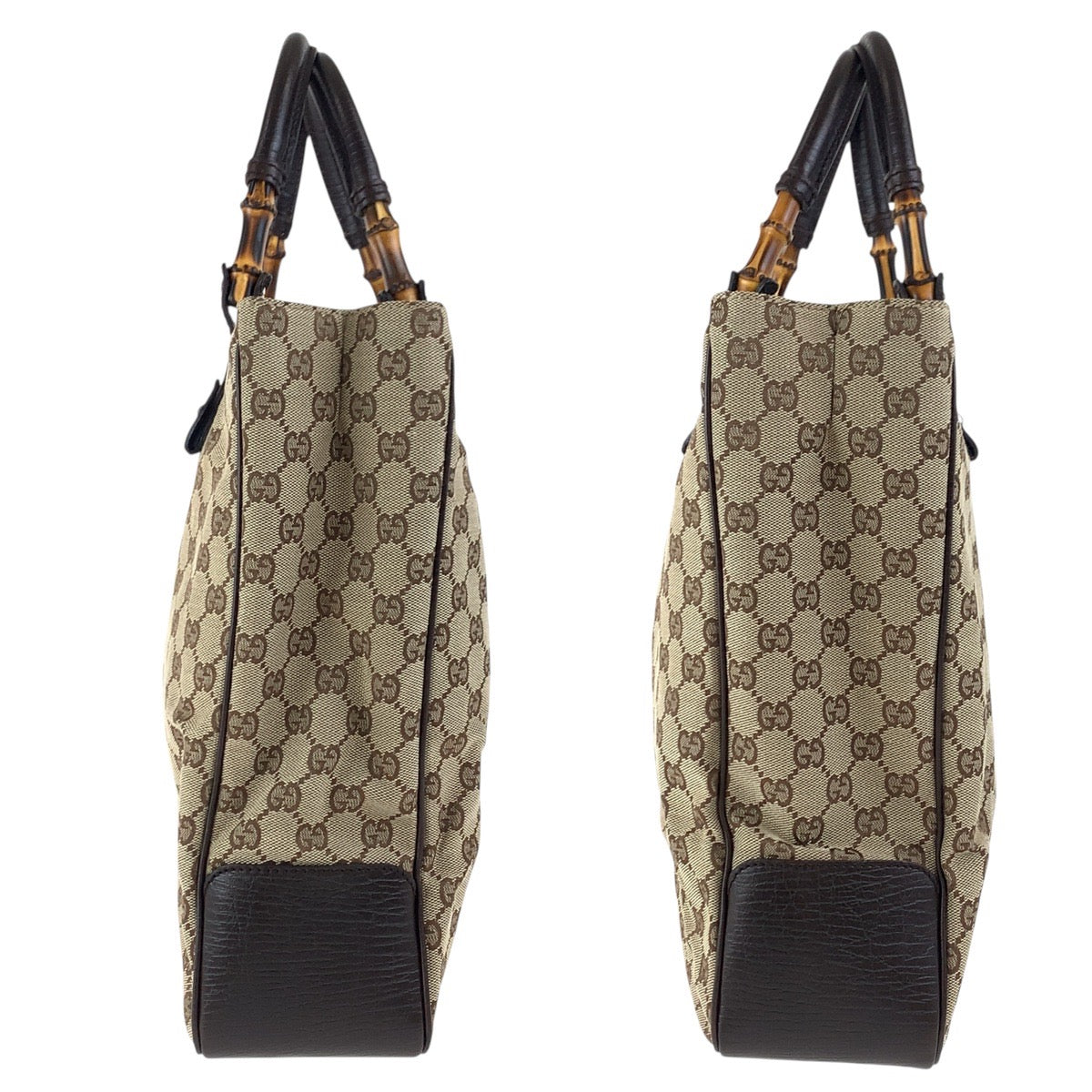 GUCCI Tote Bag 112530 GG canvas Beige Brown SilverMetal Bamboo
