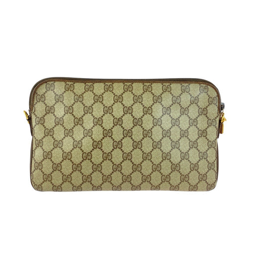 GUCCI Shoulder Bag 004 92 0230 GG Supreme Canvas Brown Beige Gold Metal Old Gucci