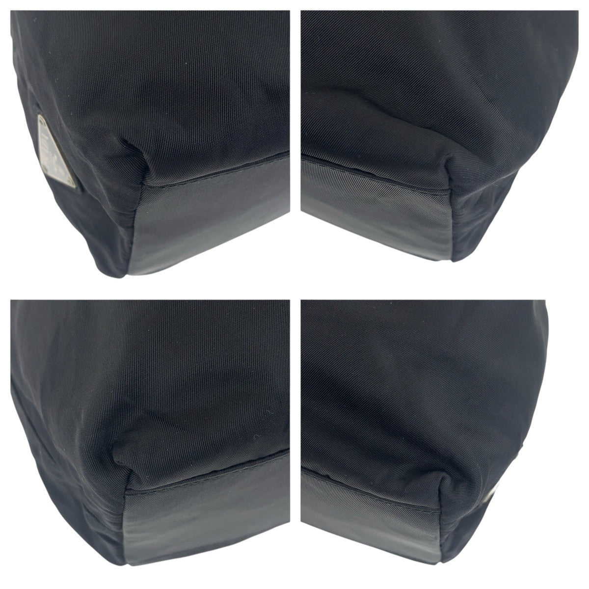 PRADA Tote Bag Nylon Black SilverMetal Test Triangle With logo