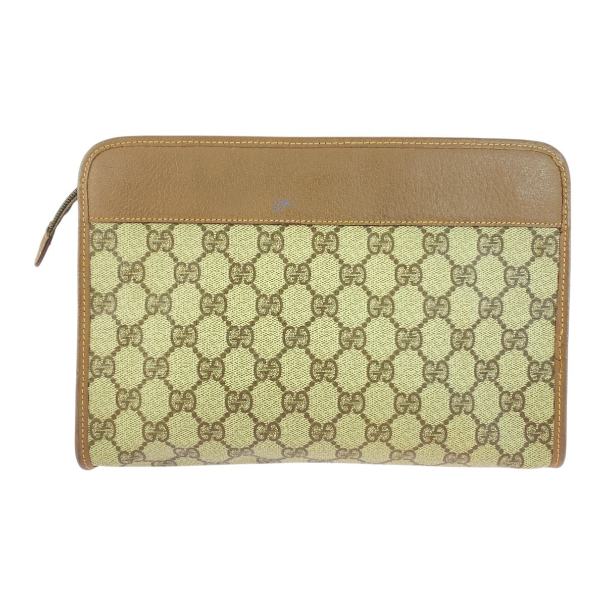 GUCCI Clutch bag 014 122 6063 GG Supreme Canvas Beige Brown Gold Metal Old Gucci