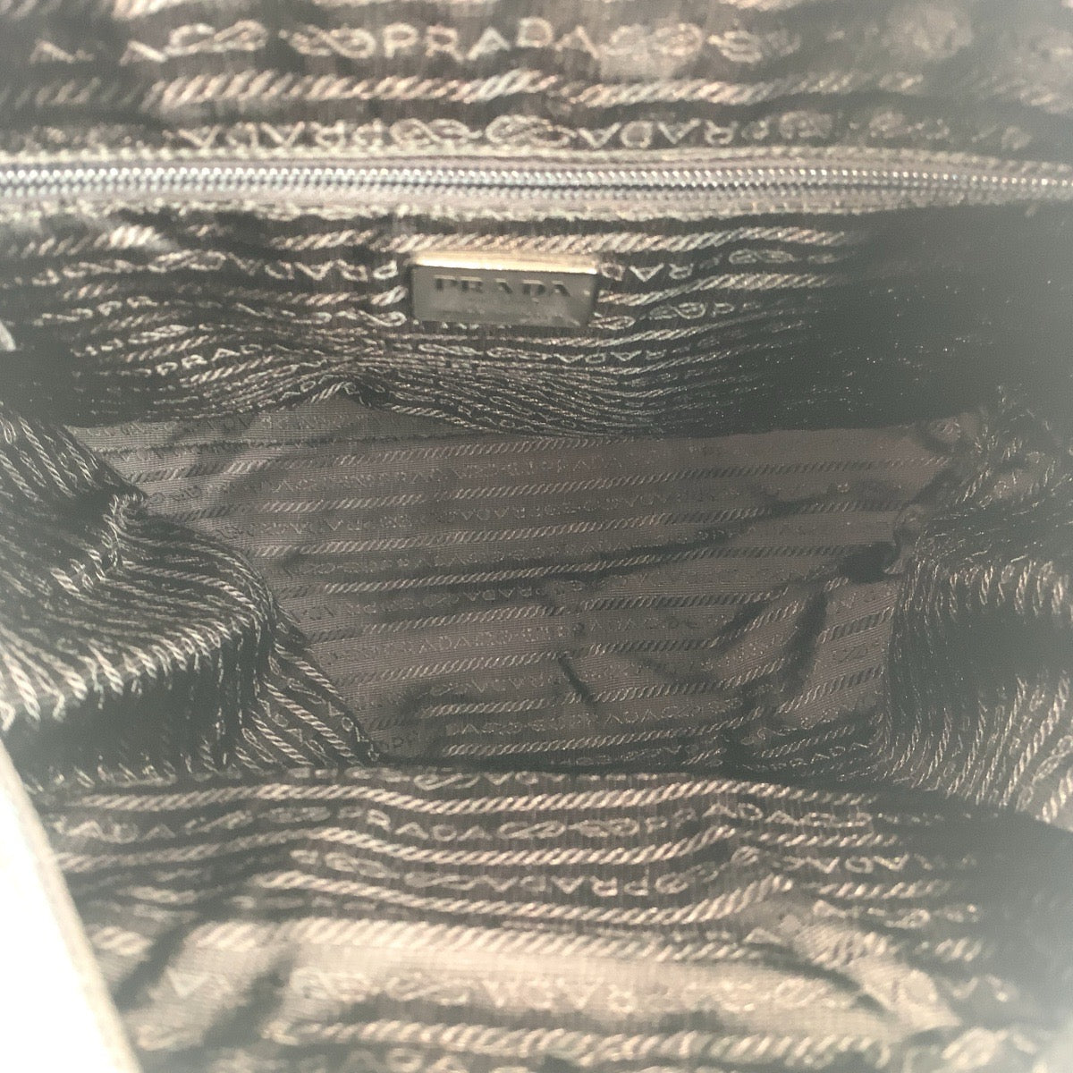 PRADA Tote Bag Nylon Black SilverMetal Test Triangle With logo