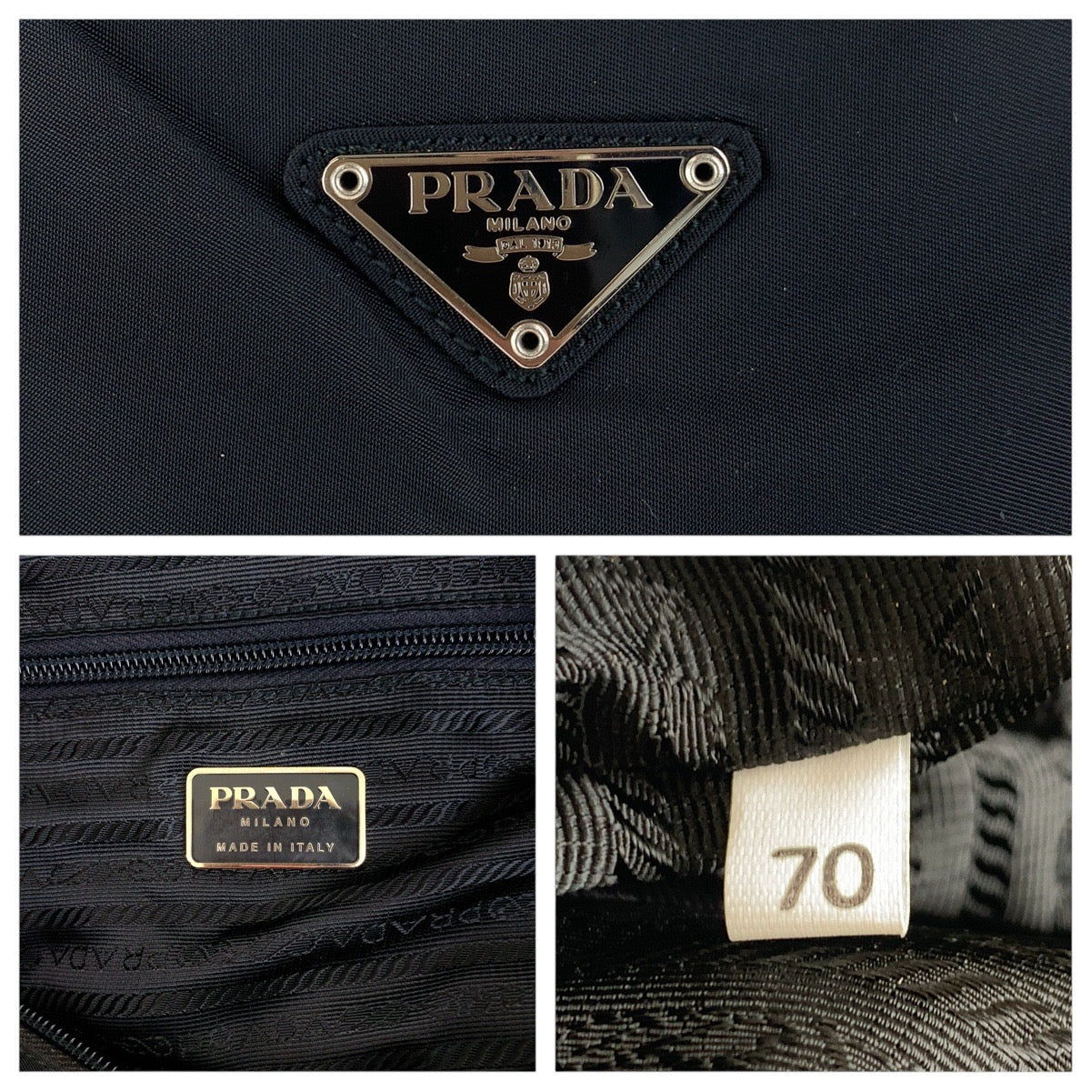 PRADA Tote Bag Nylon Black SilverMetal Test Triangle With logo