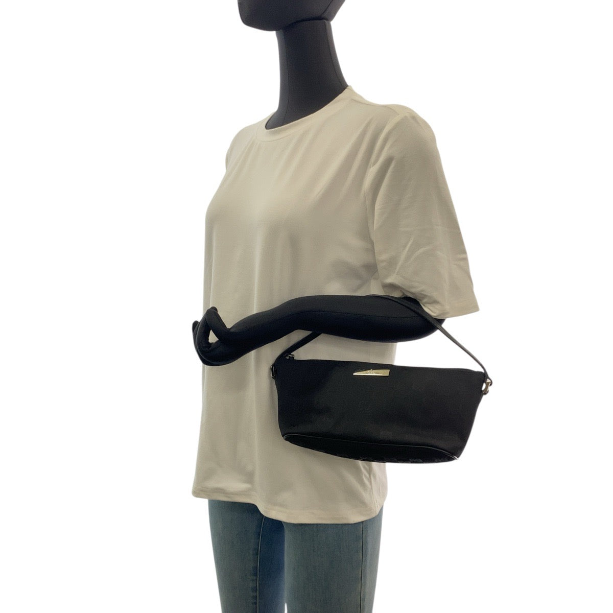 GUCCI Handbag 039 1103 GG canvas Black SilverMetal
