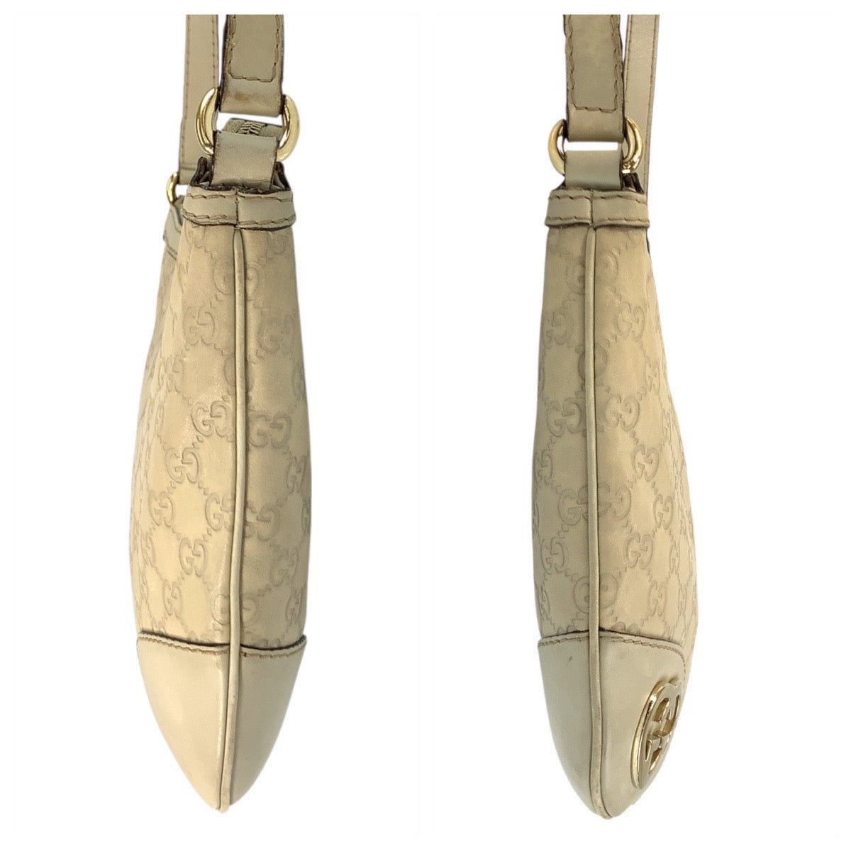 GUCCI Shoulder Bag 257072 leather Beige Ivory Gold Metal Guccissima Lovely