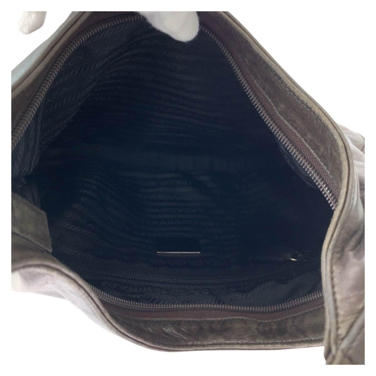 PRADA Shoulder Bag B8693 leather Brown Silver Metal