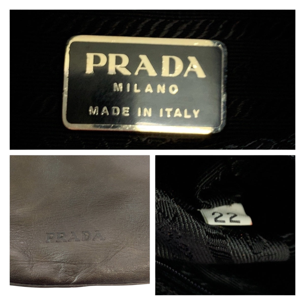 PRADA Shoulder Bag B8693 leather Brown Silver Metal
