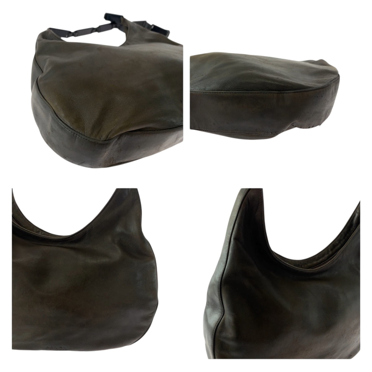 PRADA Shoulder Bag B8693 leather Brown Silver Metal