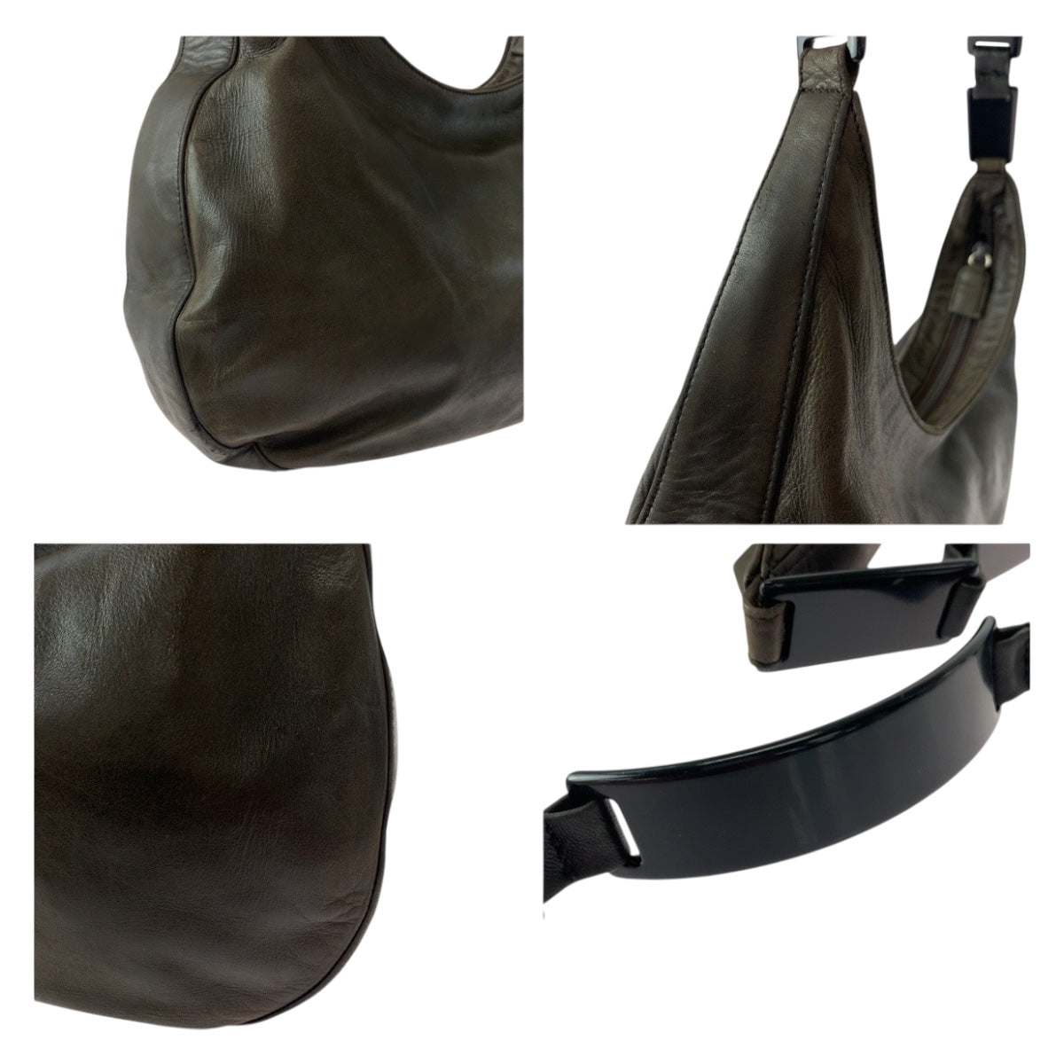 PRADA Shoulder Bag B8693 leather Brown Silver Metal