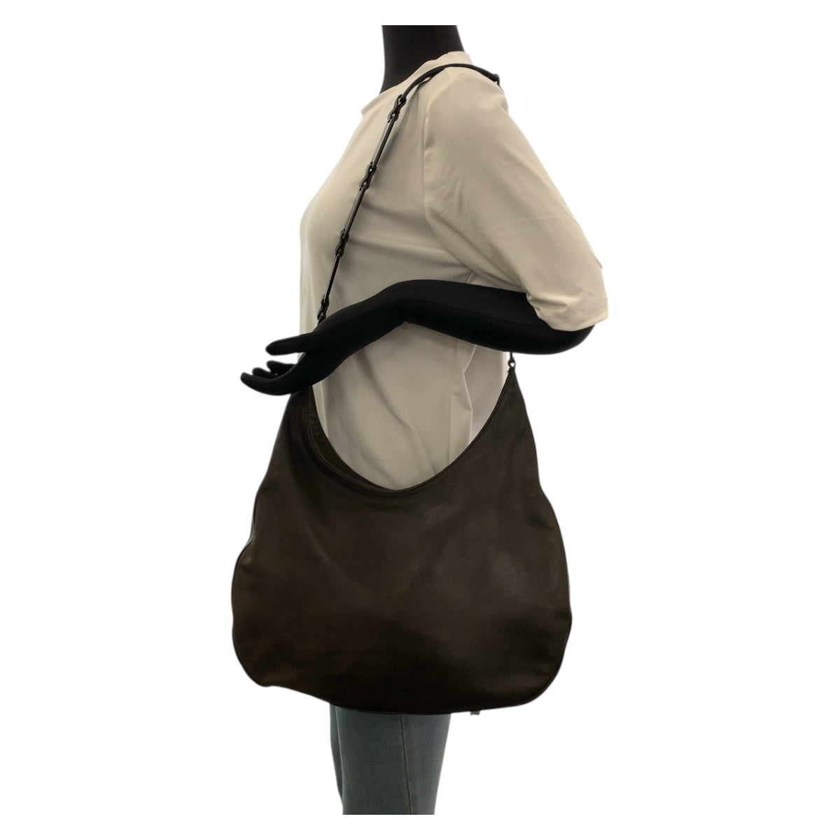 PRADA Shoulder Bag B8693 leather Brown Silver Metal