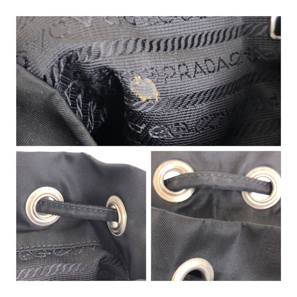 PRADA Backpack Nylon Black SilverMetal Test Triangle With logo