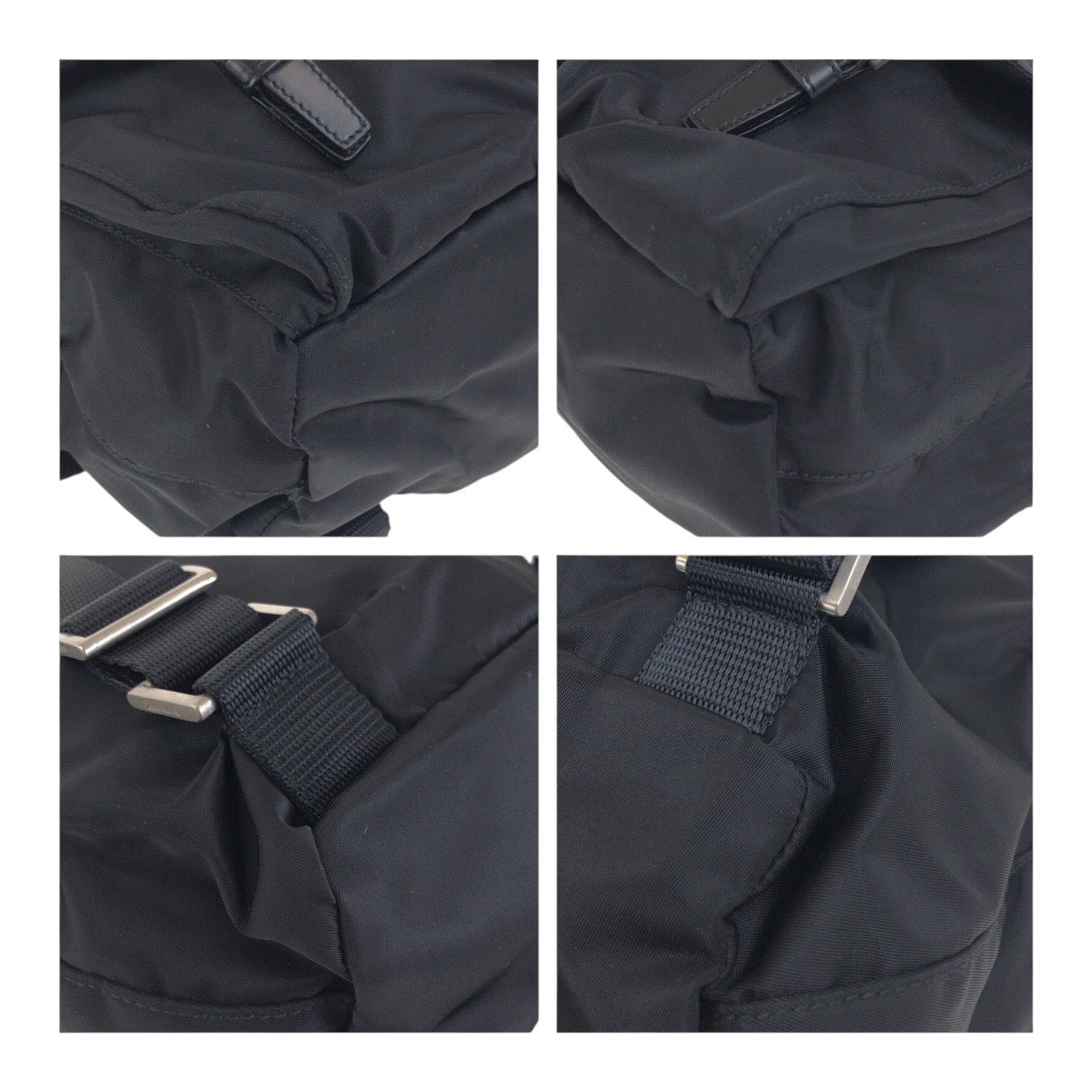 PRADA Backpack Nylon Black SilverMetal Test Triangle With logo