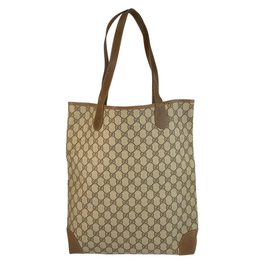 GUCCI Tote Bag 002 904 0131 GG Supreme Canvas Beige Gold Metal Sherry Line Old Gucci