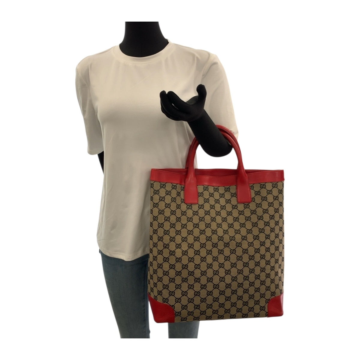 GUCCI Tote Bag 002 1121 GG canvas Red beige