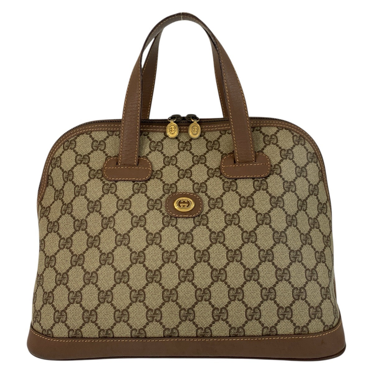 GUCCI Handbag 000 46 6004 GG Supreme Canvas Beige Brown Gold Metal Old Gucci