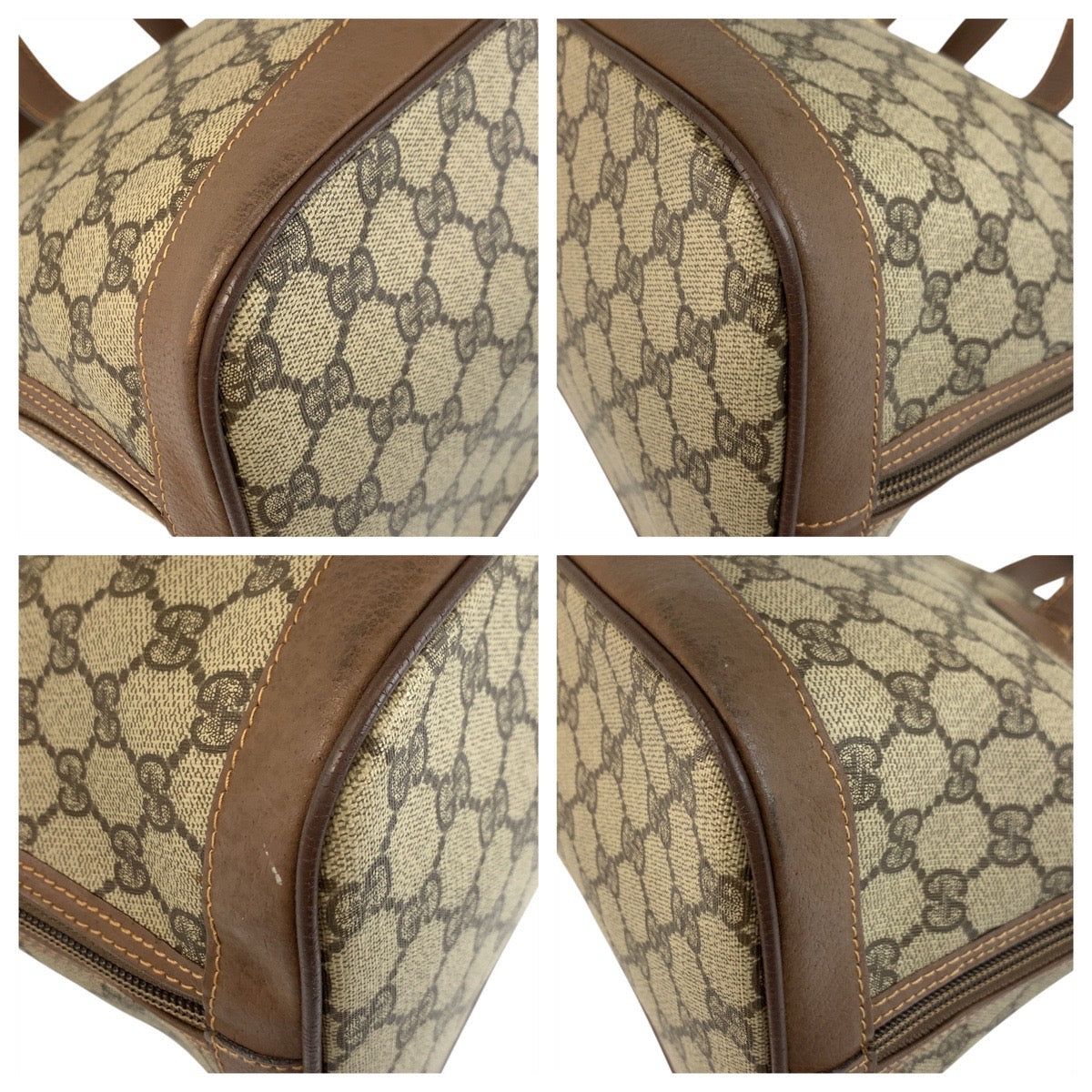 GUCCI Handbag 000 46 6004 GG Supreme Canvas Beige Brown Gold Metal Old Gucci