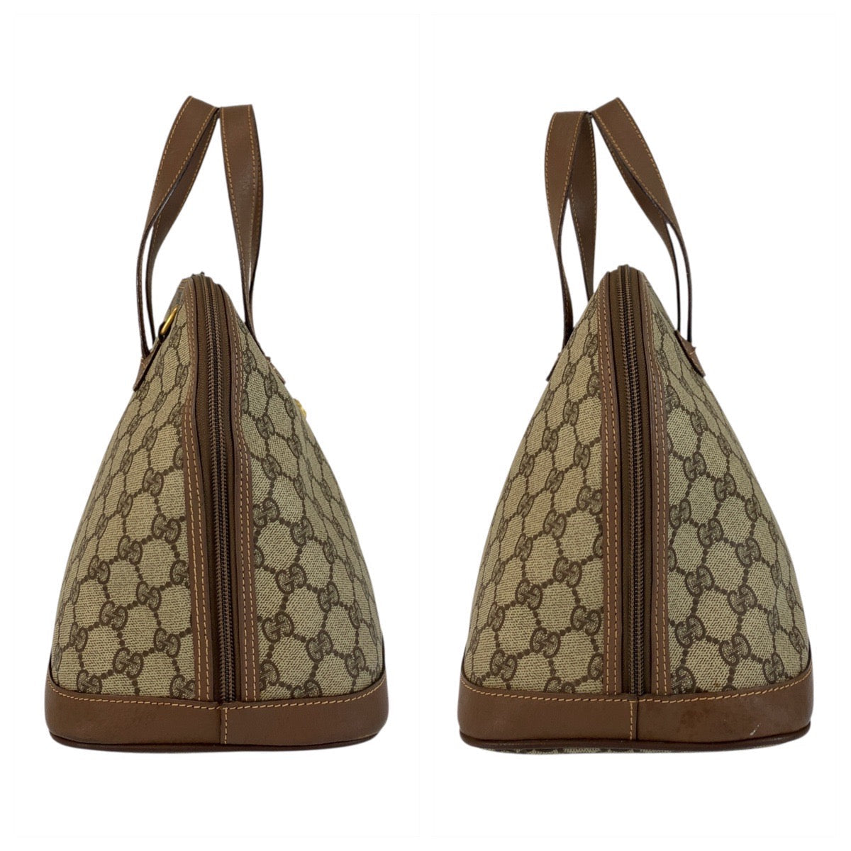 GUCCI Handbag 000 46 6004 GG Supreme Canvas Beige Brown Gold Metal Old Gucci