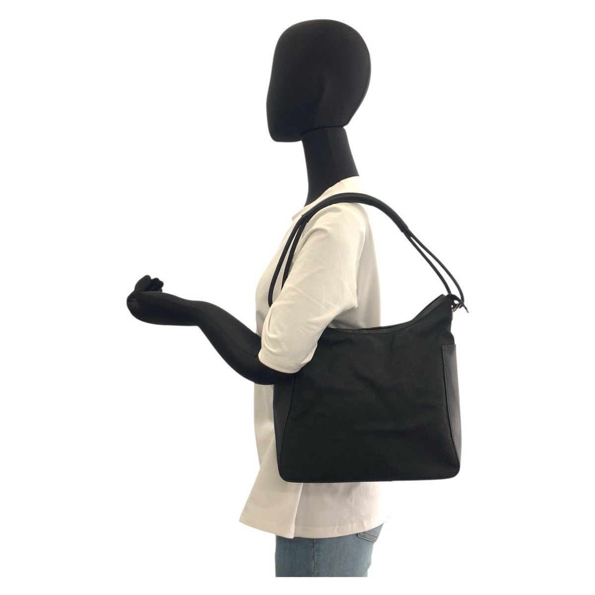 GUCCI Shoulder Bag 001 3766 GG canvas Black SilverMetal