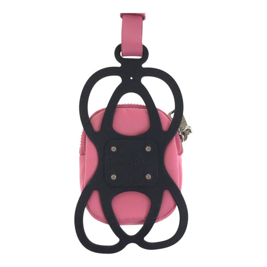 PRADA Pouch Nylon Pink Silver Test Triangle With logo