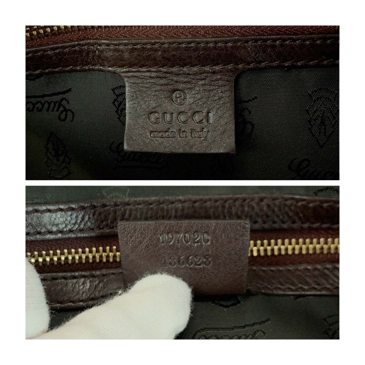 GUCCI Handbag 197020 enamel Brown Gold Metal Histeria Animal Pattern