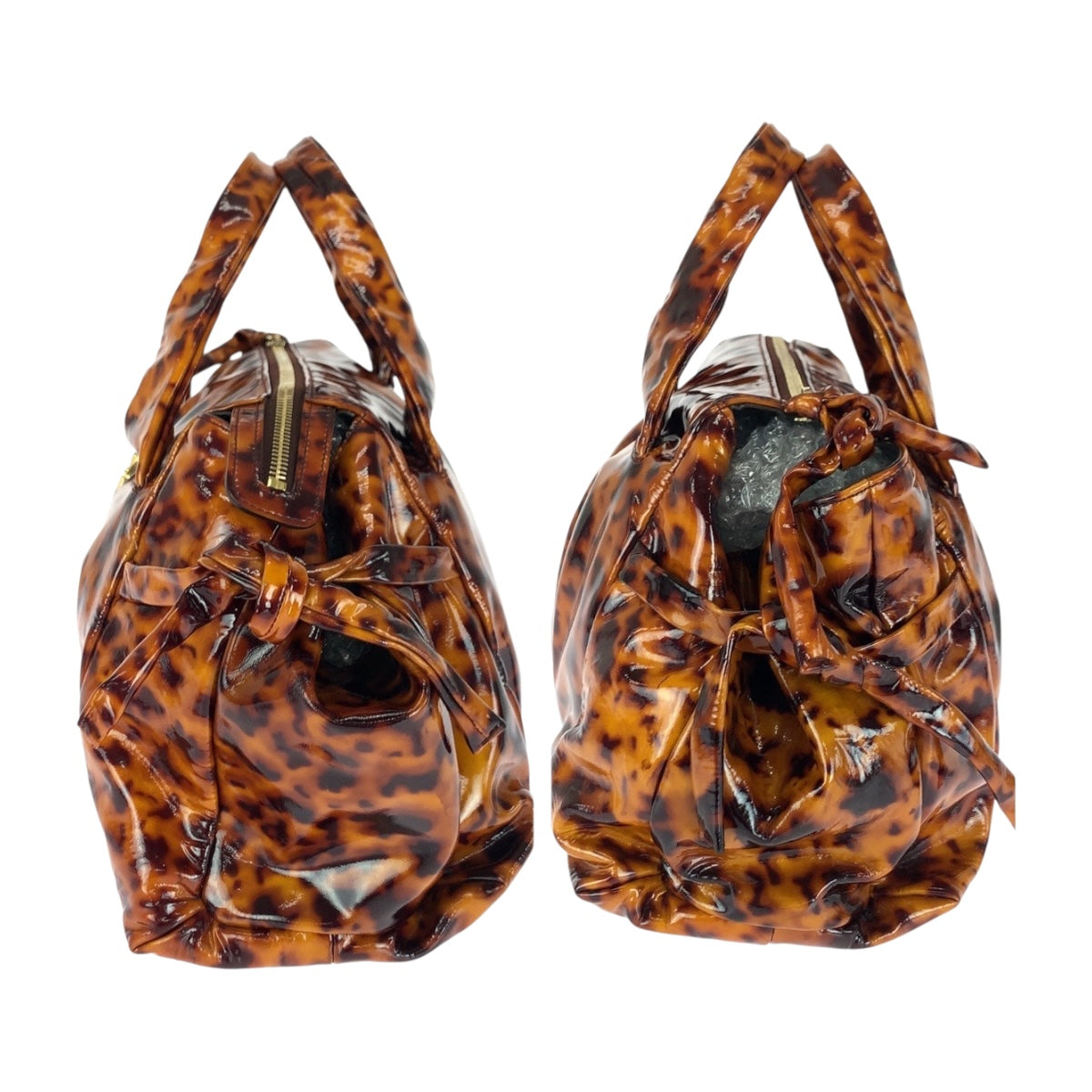 GUCCI Handbag 197020 enamel Brown Gold Metal Histeria Animal Pattern