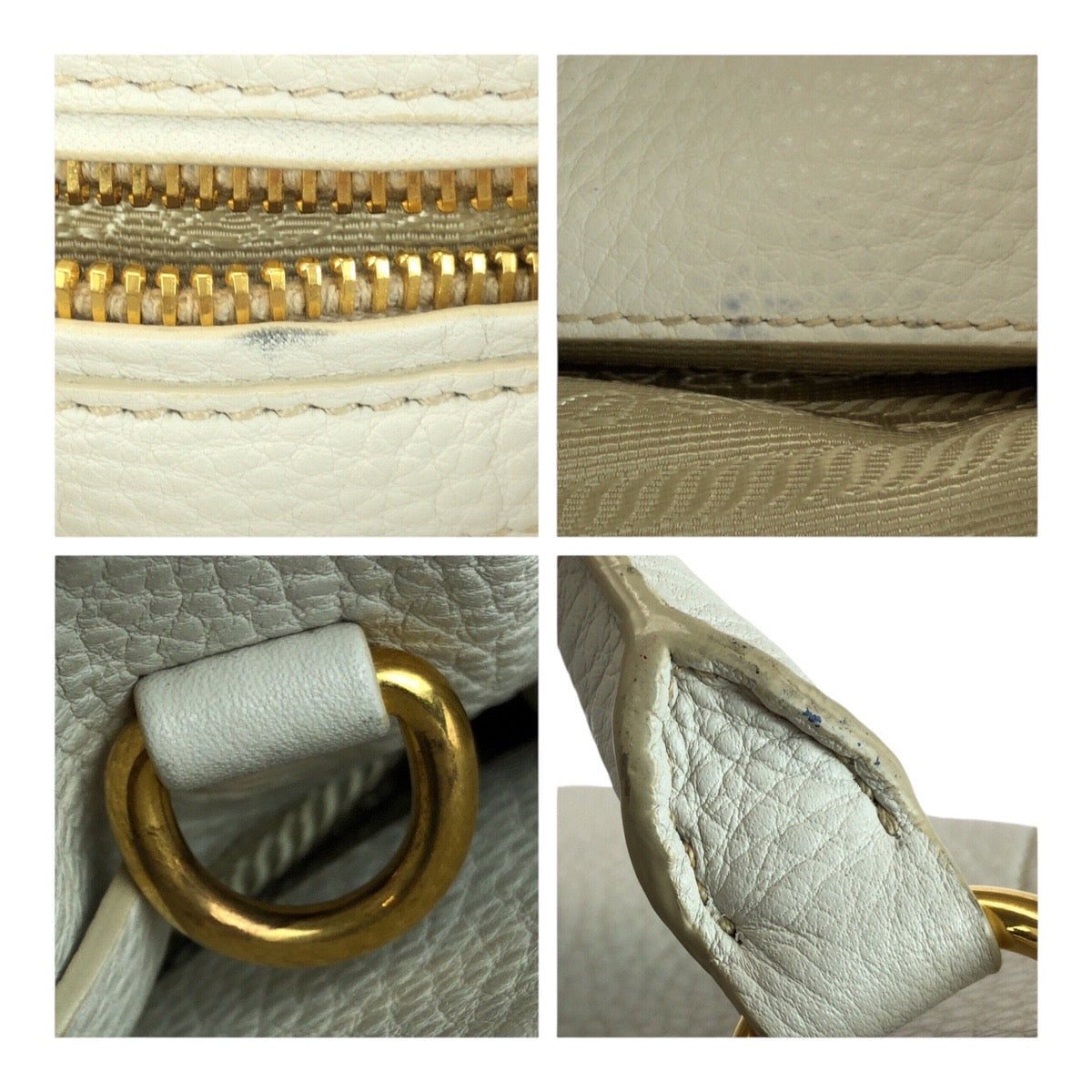 PRADA Handbag BN2534 leather White Gold Metal Vitterodino
