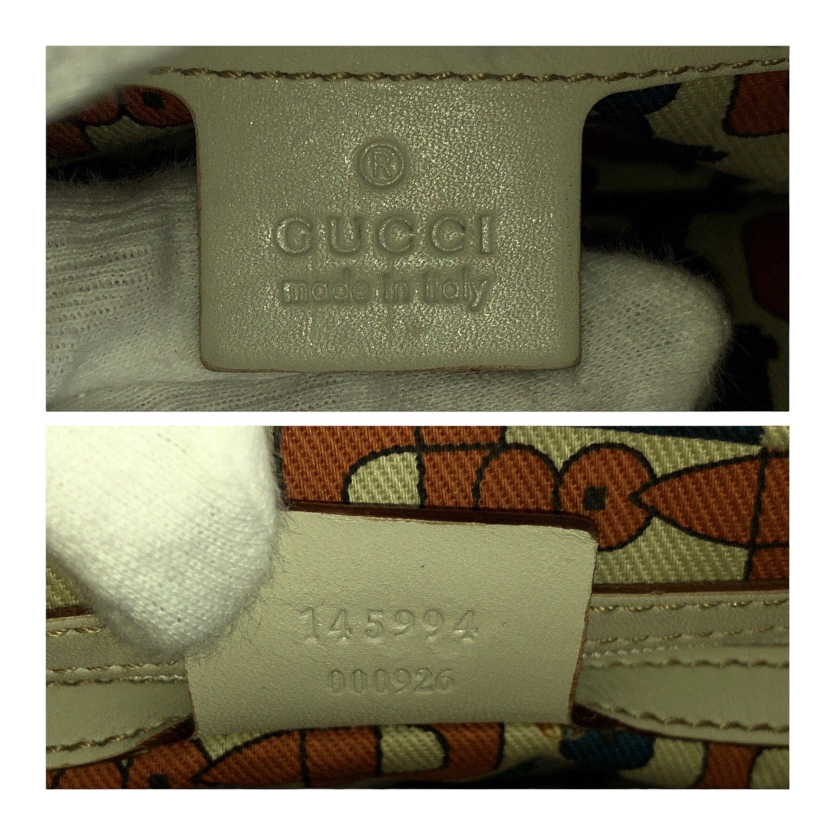GUCCI Tote Bag 145994 leather White gold Guccisima