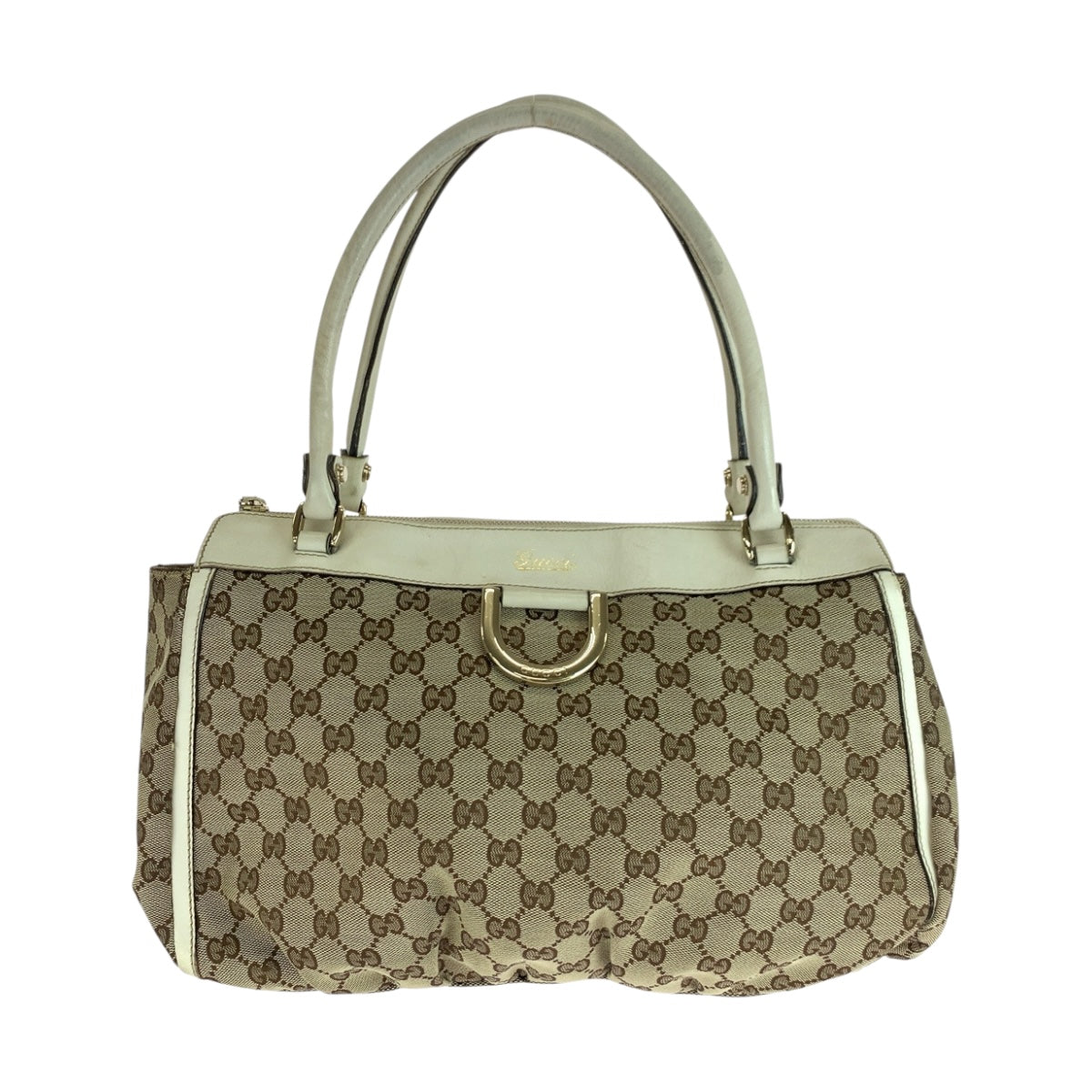 GUCCI Tote Bag 189831 GG canvas Beige White Gold Abbey