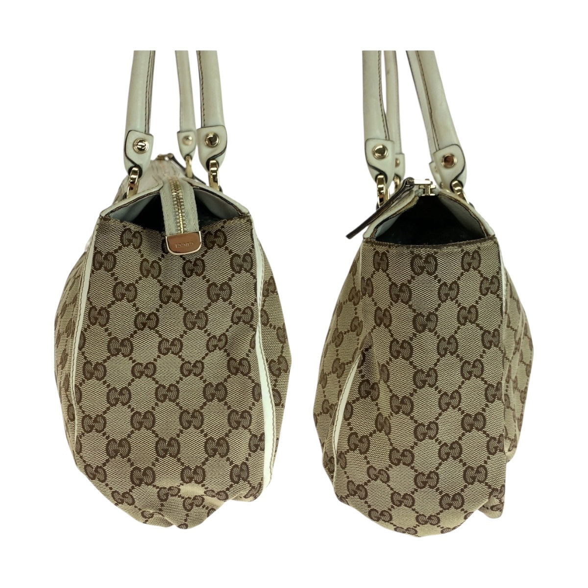 GUCCI Tote Bag 189831 GG canvas Beige White Gold Abbey