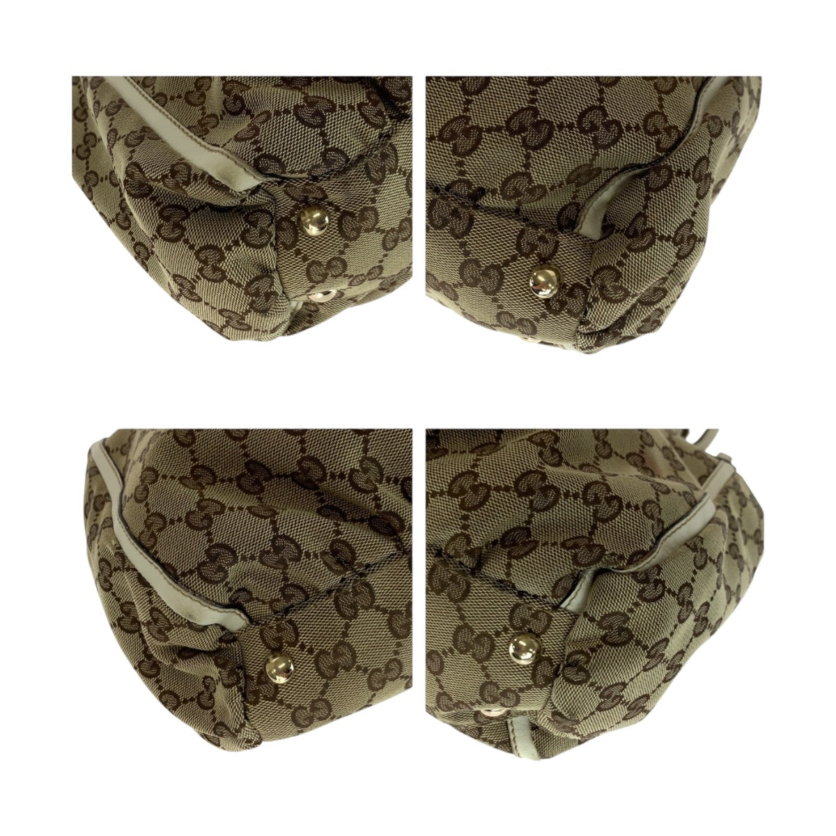GUCCI Tote Bag 189831 GG canvas Beige White Gold Abbey