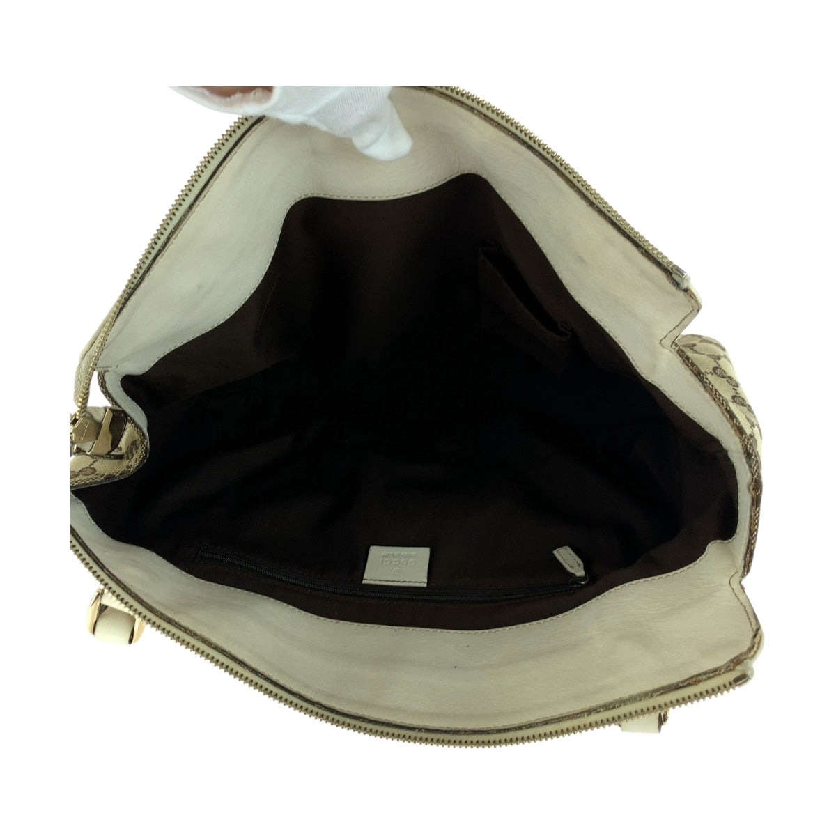 GUCCI Tote Bag 189831 GG canvas Beige White Gold Abbey