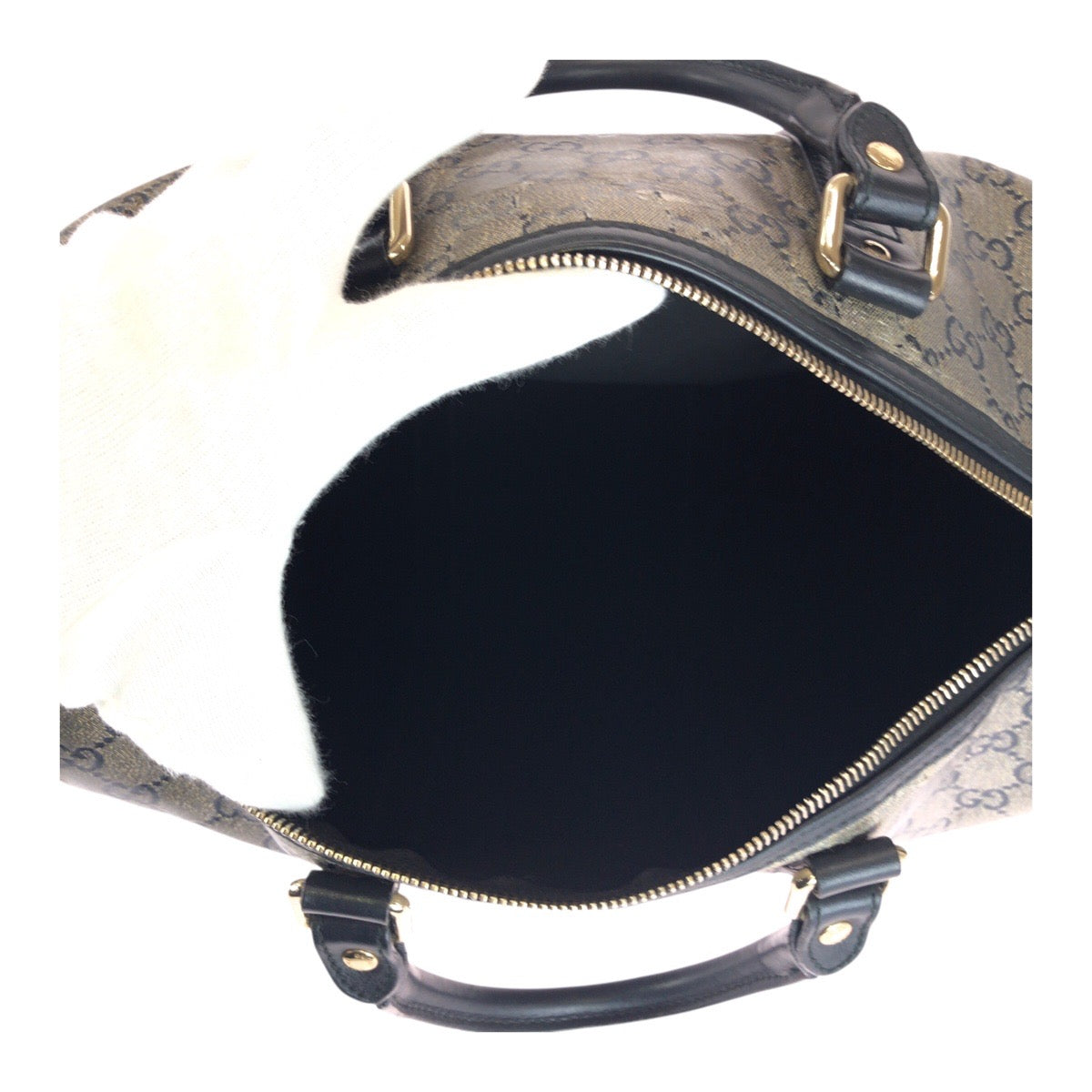 GUCCI Handbag 193603 PVC Gray Black Gold Metal GG crystal