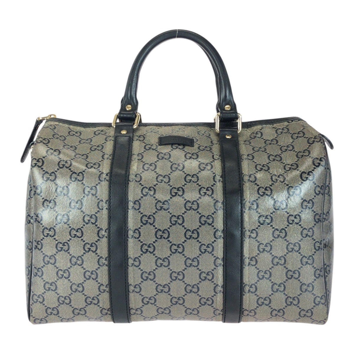 GUCCI Handbag 193603 PVC Gray Black Gold Metal GG crystal