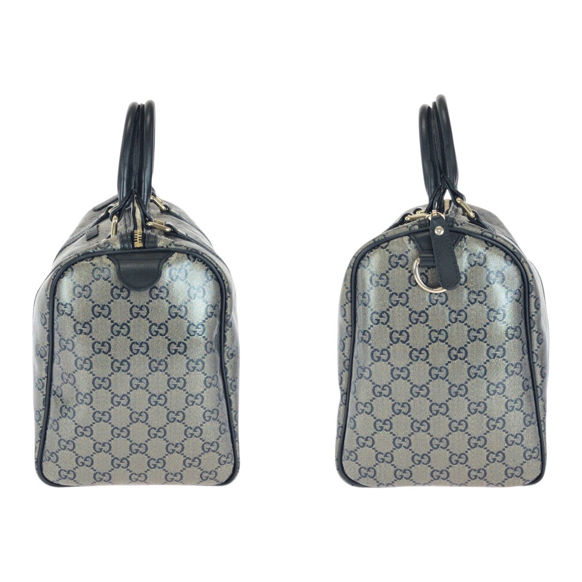 GUCCI Handbag 193603 PVC Gray Black Gold Metal GG crystal