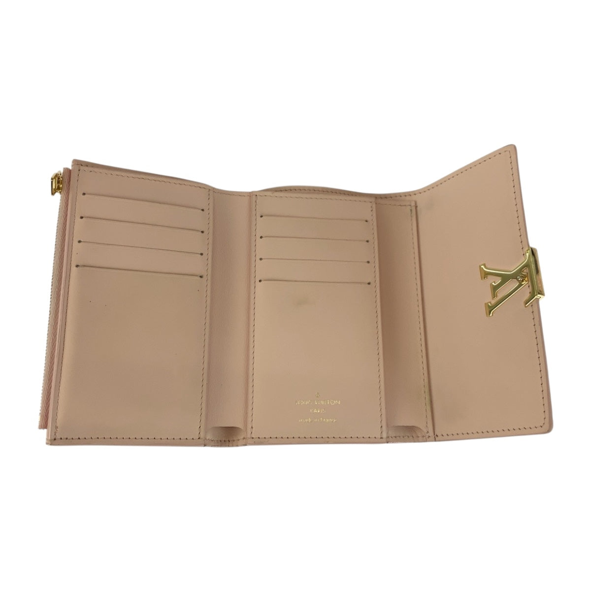 LOUIS VUITTON Tri-fold wallet M82361 leather Jasmine Pink Pink Gold Metal Portefeuille Capcine Compact