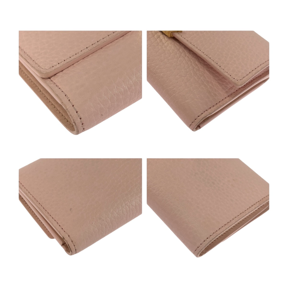 LOUIS VUITTON Tri-fold wallet M82361 leather Jasmine Pink Pink Gold Metal Portefeuille Capcine Compact