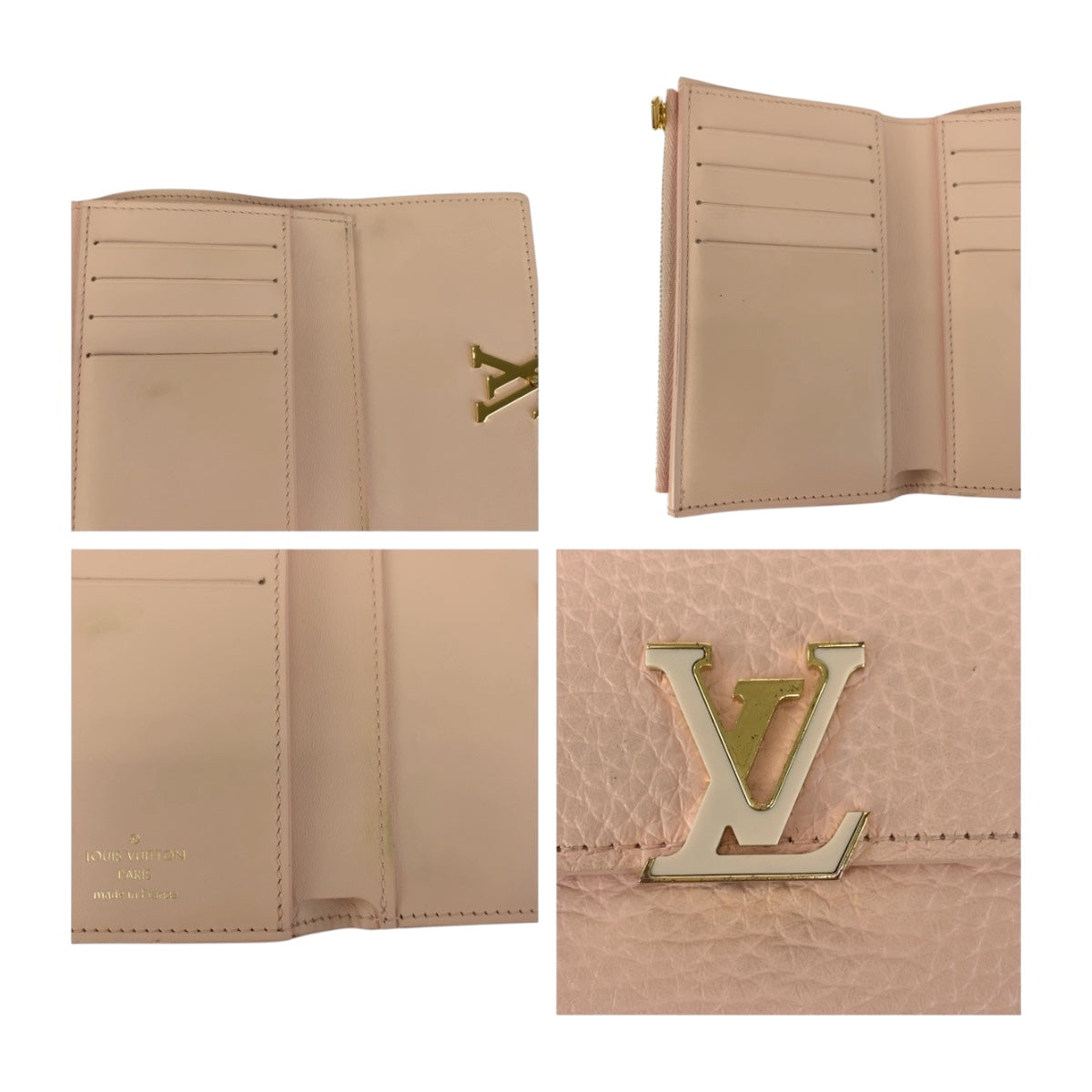 LOUIS VUITTON Tri-fold wallet M82361 leather Jasmine Pink Pink Gold Metal Portefeuille Capcine Compact
