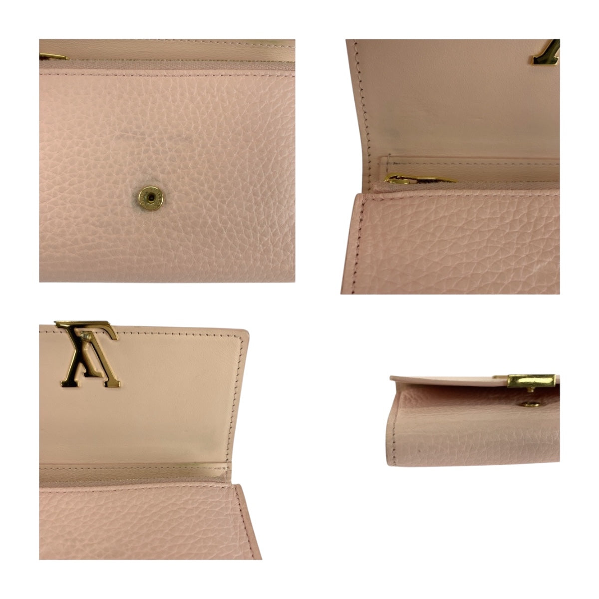 LOUIS VUITTON Tri-fold wallet M82361 leather Jasmine Pink Pink Gold Metal Portefeuille Capcine Compact