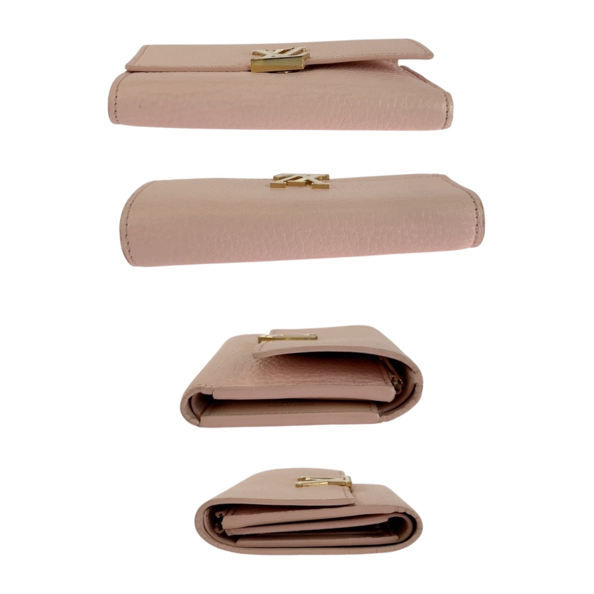 LOUIS VUITTON Tri-fold wallet M82361 leather Jasmine Pink Pink Gold Metal Portefeuille Capcine Compact