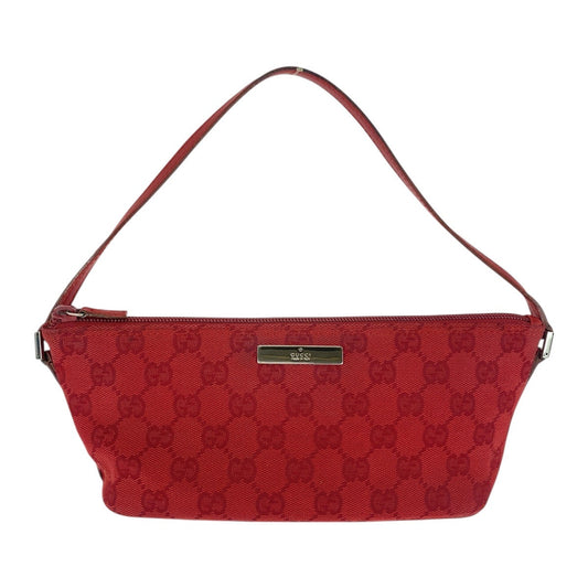 GUCCI Handbag 039 1108 GG canvas Red Silver Metal