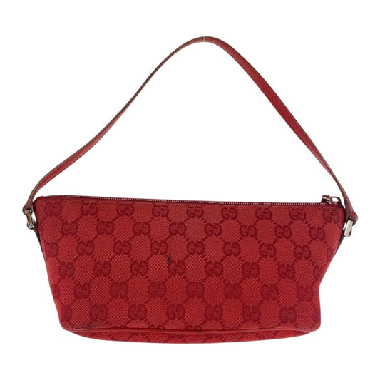 GUCCI Handbag 039 1108 GG canvas Red Silver Metal