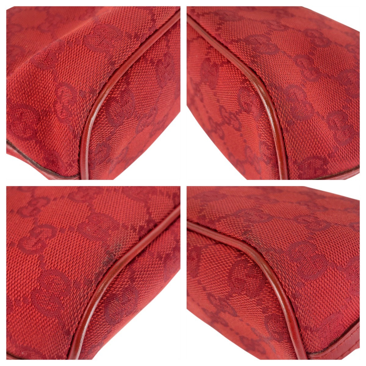 GUCCI Handbag 039 1108 GG canvas Red Silver Metal
