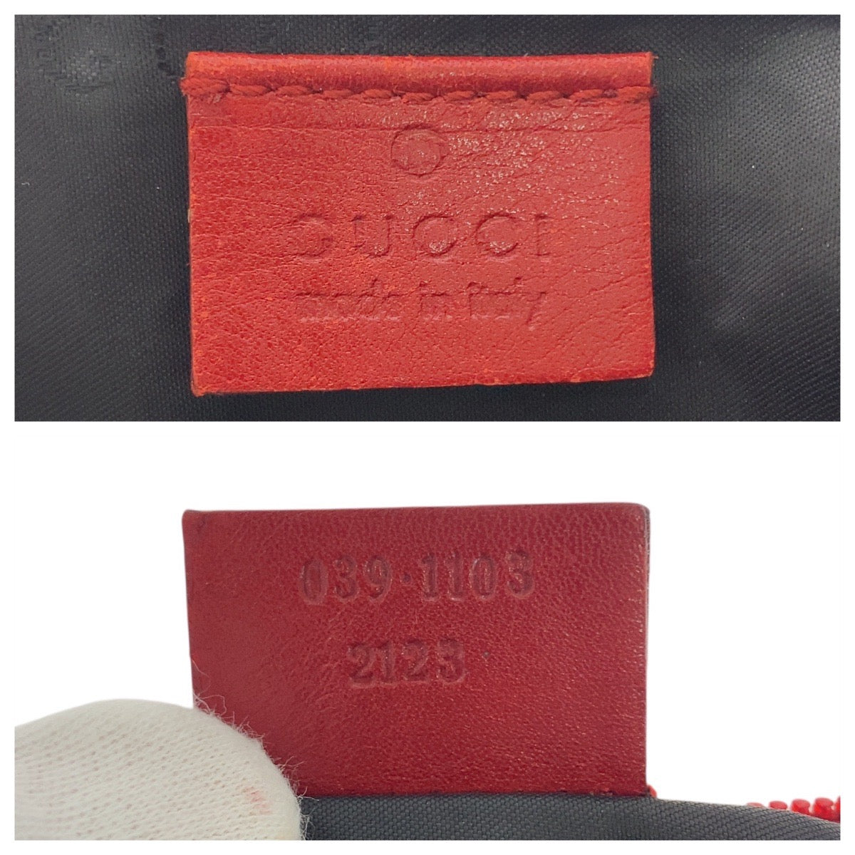 GUCCI Handbag 039 1108 GG canvas Red Silver Metal