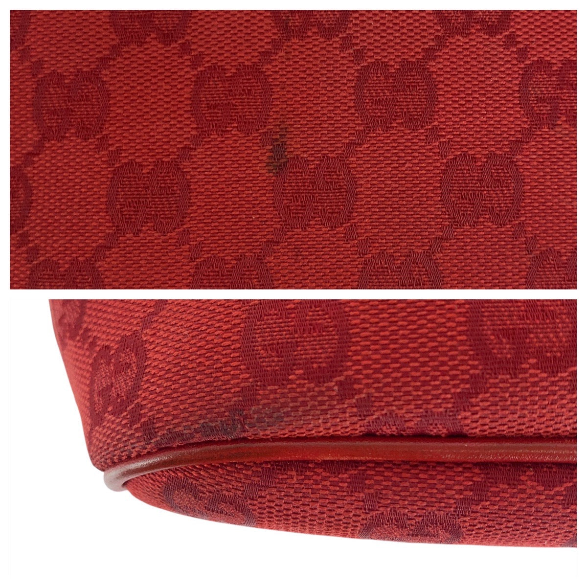 GUCCI Handbag 039 1108 GG canvas Red Silver Metal