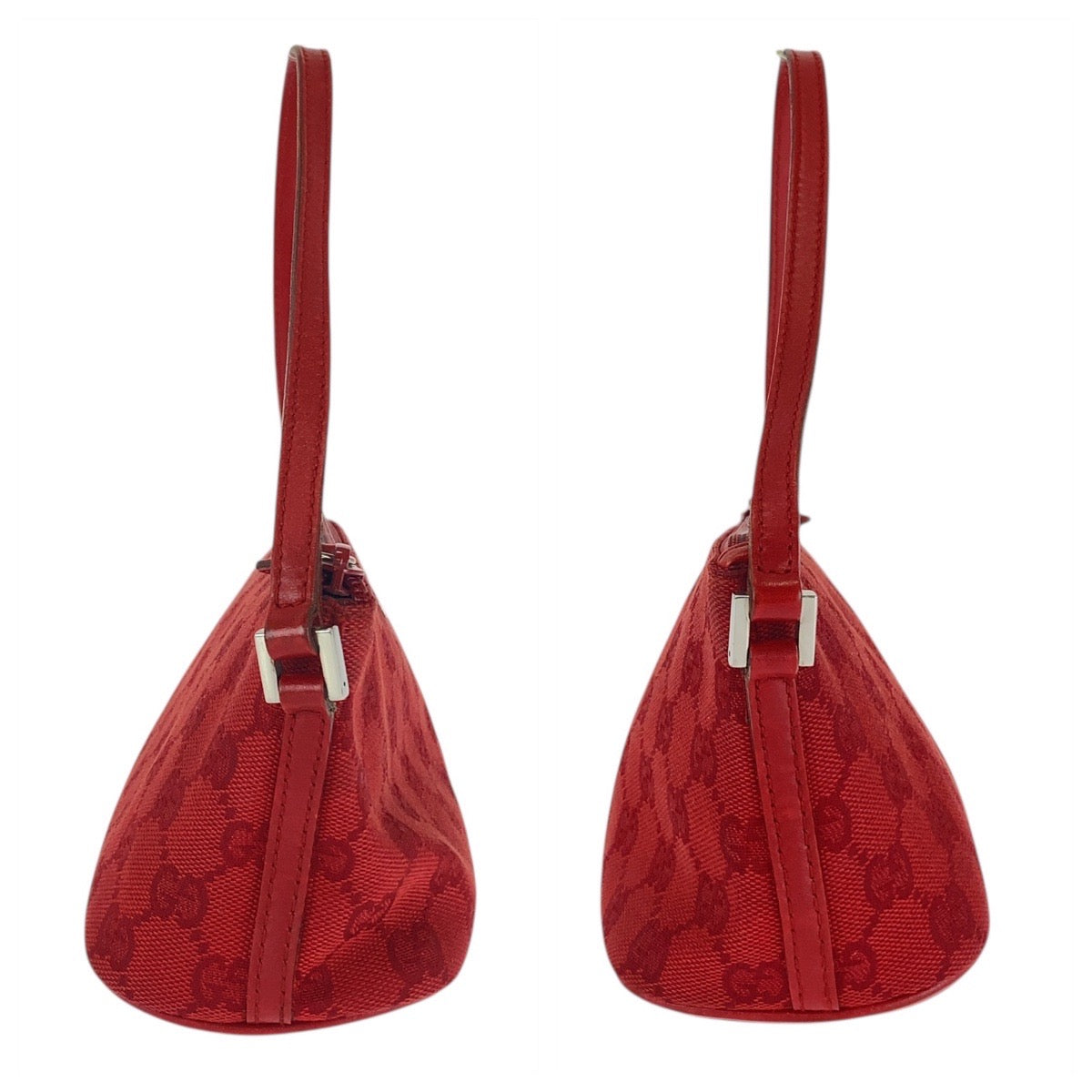 GUCCI Handbag 039 1108 GG canvas Red Silver Metal