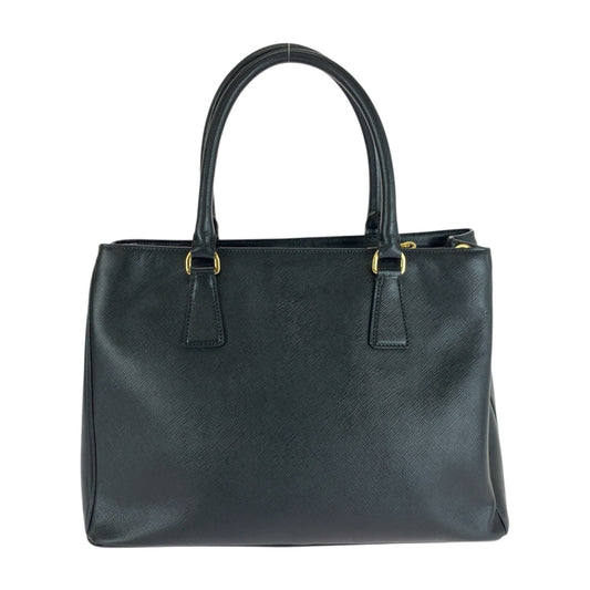 PRADA Tote Bag leather Black Silver Safiano Galleria