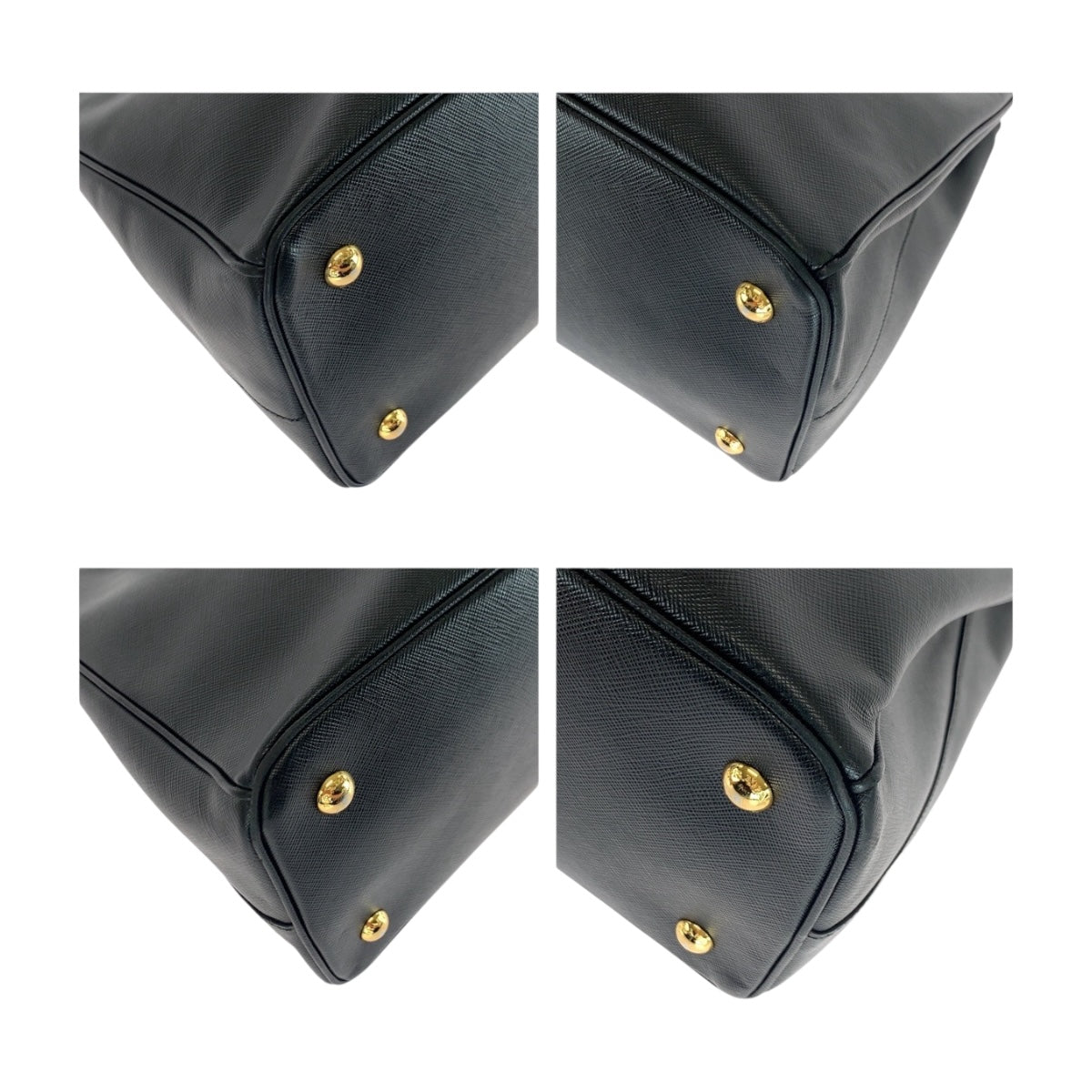 PRADA Tote Bag leather Black Silver Safiano Galleria