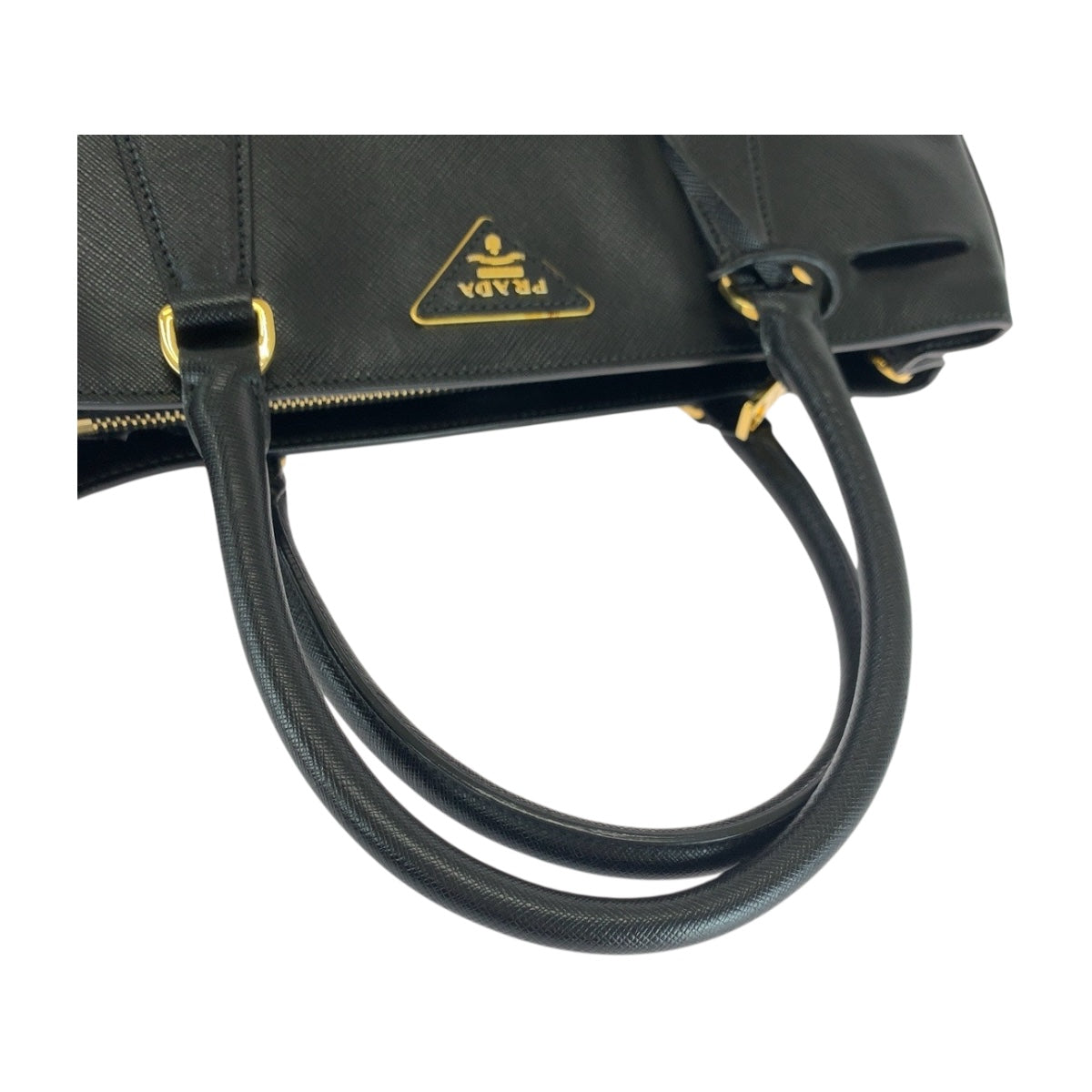 PRADA Tote Bag leather Black Silver Safiano Galleria