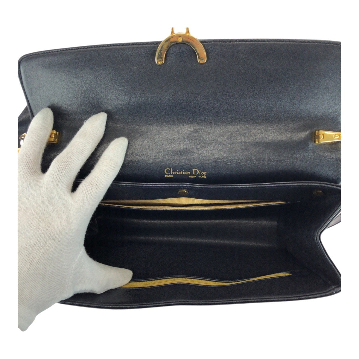 Dior Shoulder Bag leather Black GoldMetal