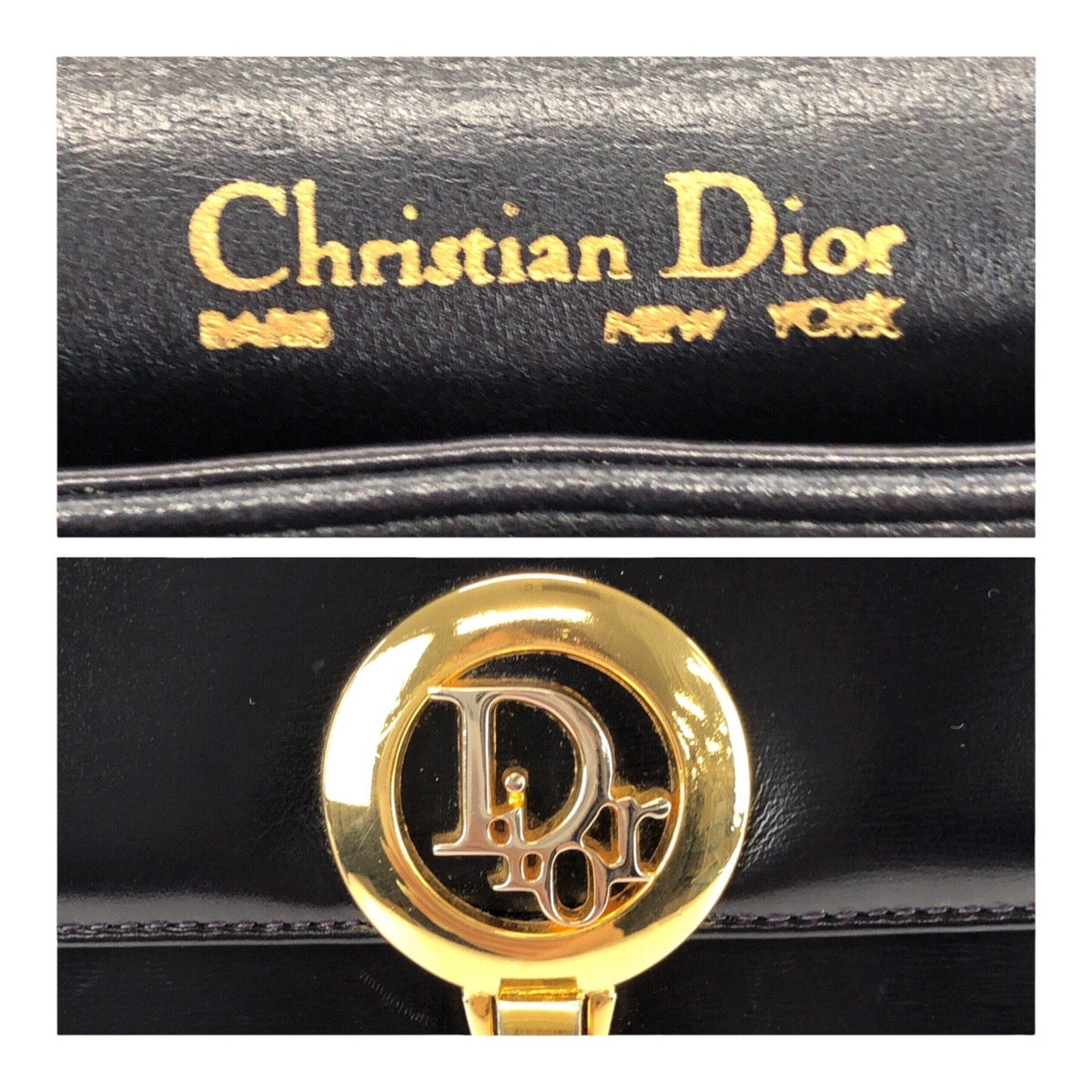 Dior Shoulder Bag leather Black GoldMetal