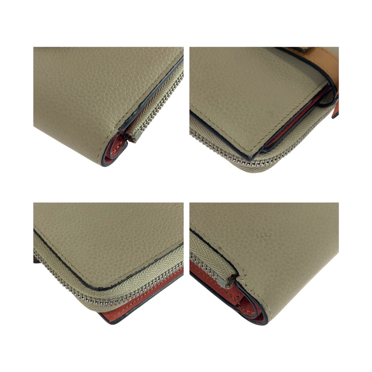 LOEWE Bifold Wallet leather Beige Brown SilverMetal anagram